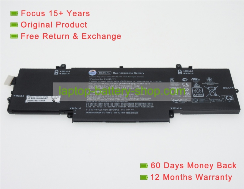 Hp BE06XL, HSTNN-DB7Y 11.55V 5800mAh replacement batteries - Click Image to Close