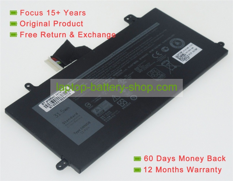 Dell 1WND8 11.4V 2622mAh replacement batteries - Click Image to Close