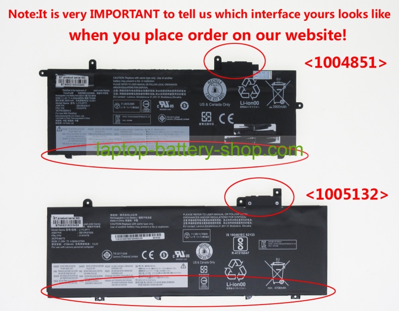 Lenovo 01AV478, 01AV480 11.58V 4920mAh original batteries - Click Image to Close