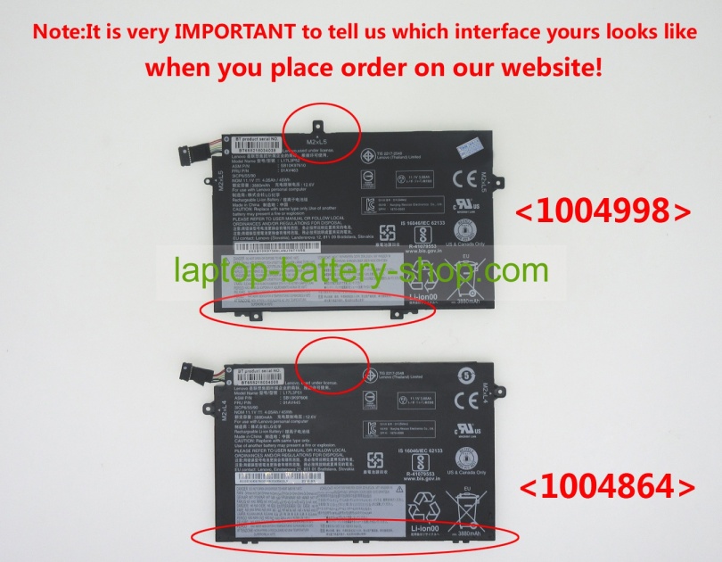 Lenovo 01AV464, 01AV445 11.1V 4080mAh original batteries - Click Image to Close