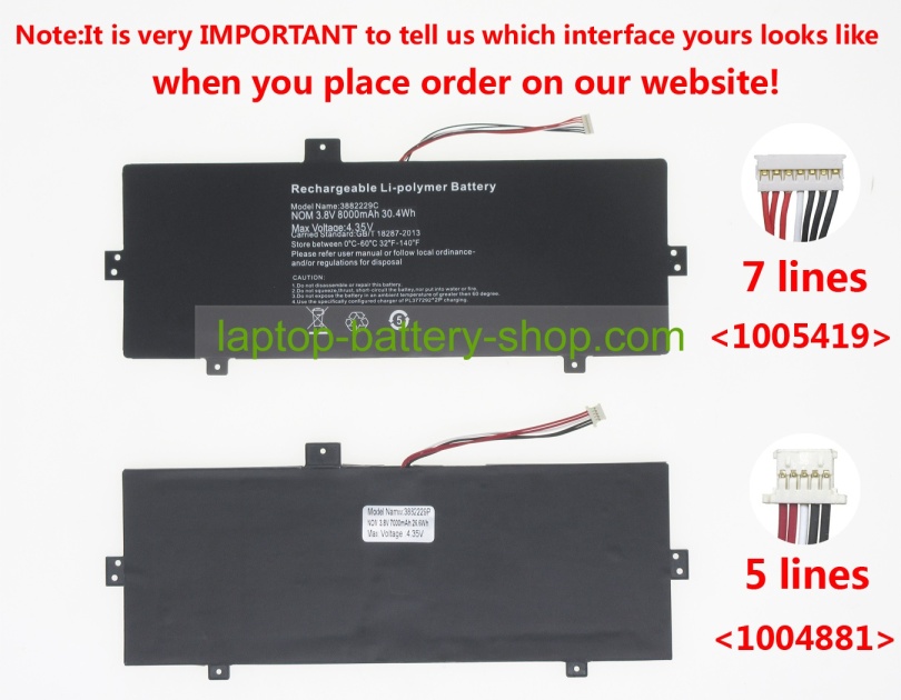 Ematic 3882229C, 4082229C 3.8V 8000mAh original batteries - Click Image to Close