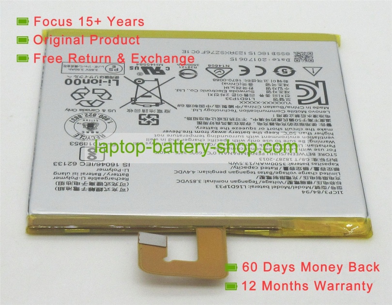 Lenovo 1ICP3/84/94, L16D1P33 3.85V 3500mAh replacement batteries - Click Image to Close