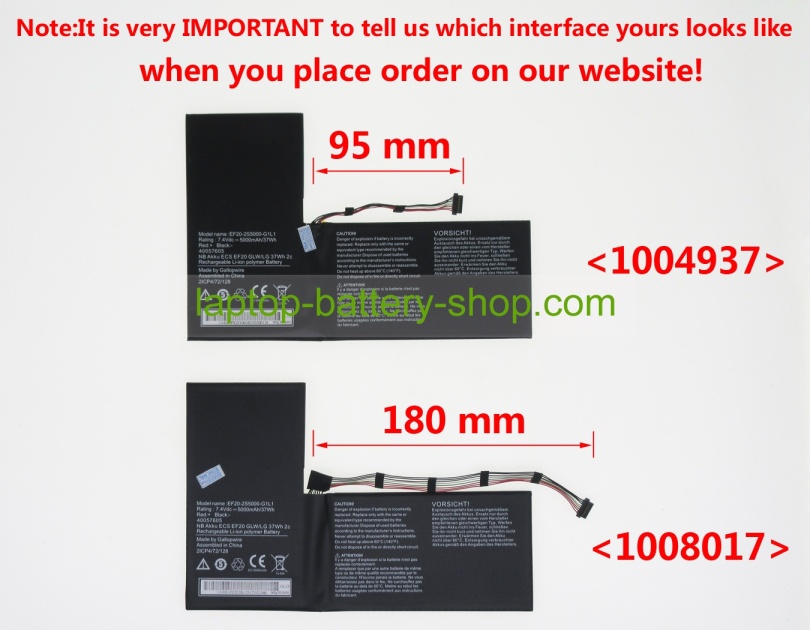 Medion 40054577, EF20-2S5000-B1V1 7.4V 5000mAh original batteries - Click Image to Close