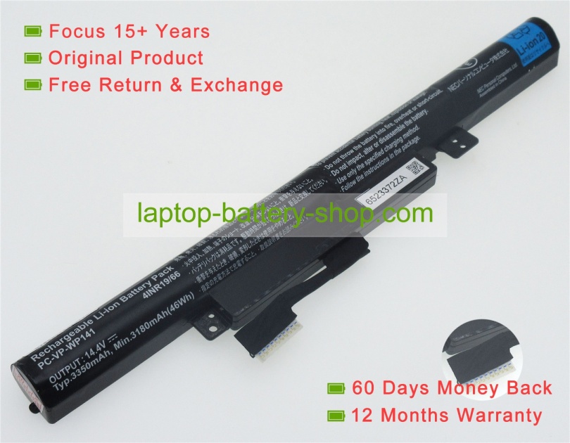 Nec 4INR19/66, PC-VP-WP141 14.4V 3180mAh replacement batteries - Click Image to Close