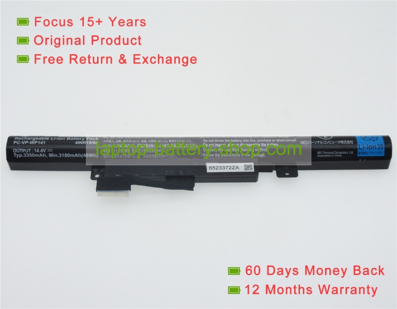 Nec 4INR19/66, PC-VP-WP141 14.4V 3180mAh replacement batteries - Click Image to Close