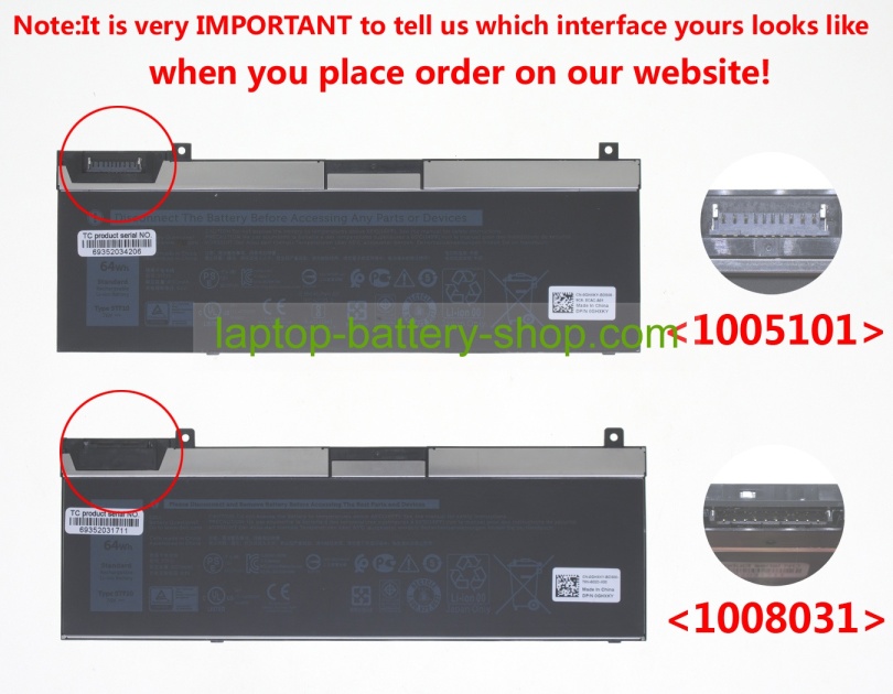 Dell 7M0T6, 0WMRC77I 7.6V 8000mAh original batteries - Click Image to Close