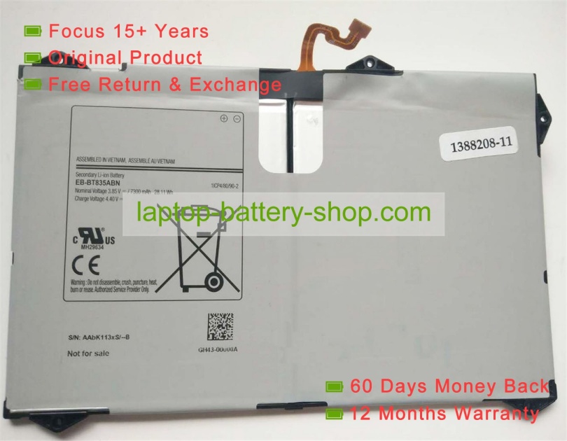 Samsung AABK113XS/-B, EB-BT835ABN 3.85V 7300mAh original batteries - Click Image to Close