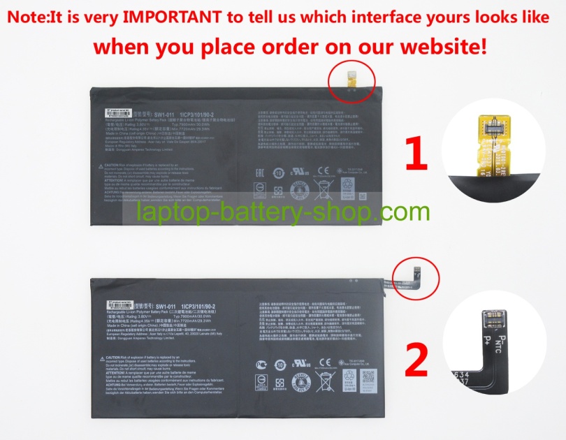 Acer SW1-011, 1ICP3/101/90-2 3.8V 7900mAh original batteries - Click Image to Close