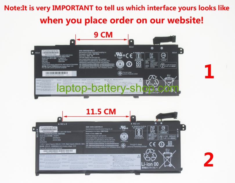 Lenovo SB10K97649, 5B10W13913 11.52V 4385mAh original batteries - Click Image to Close