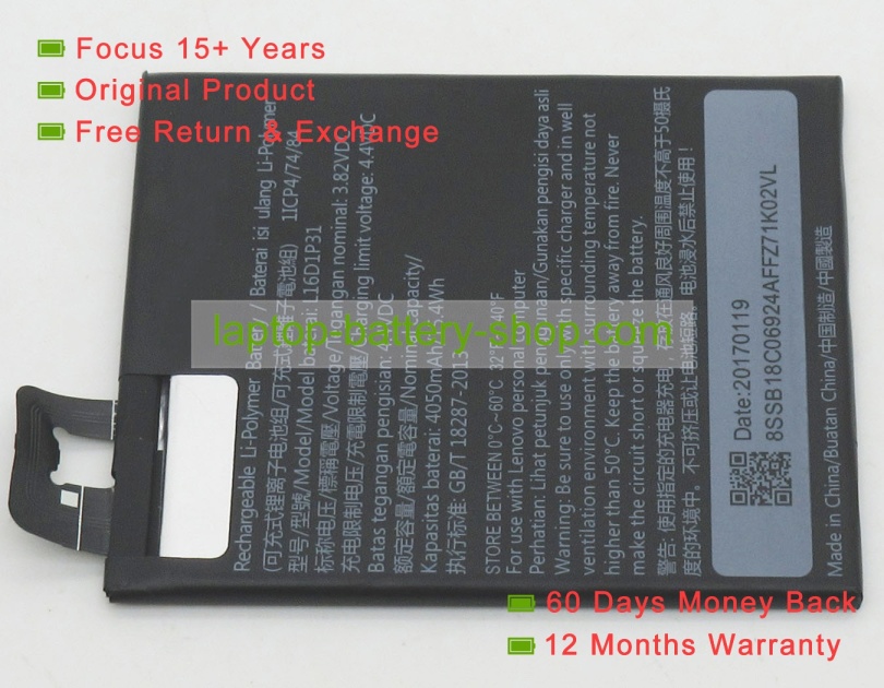 Lenovo L16D1P31, SB18C06924 3.82V 4050mAh replacement batteries - Click Image to Close