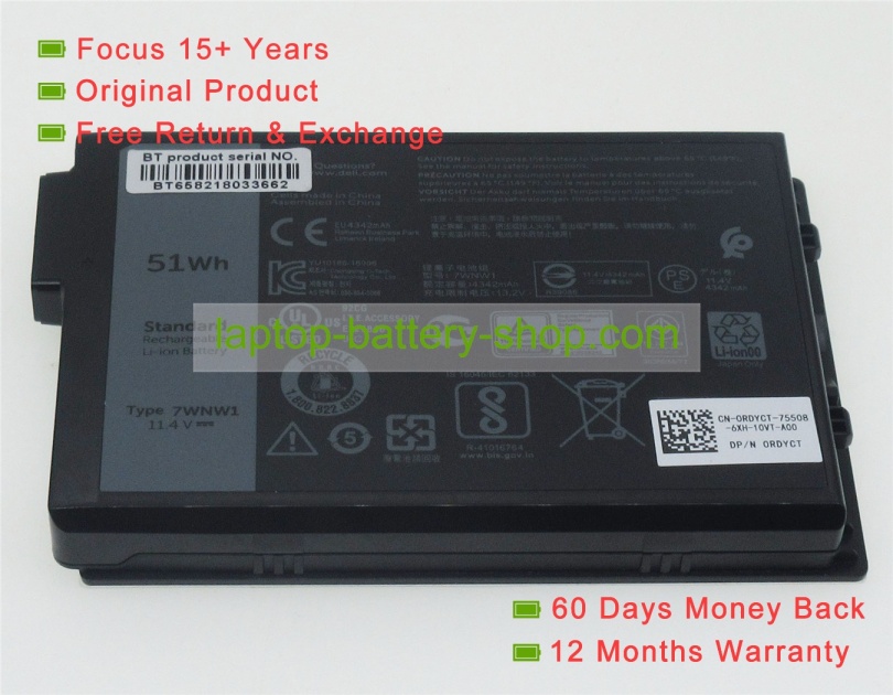 Dell 7WNW1, 0DMF8C 11.4V 4342mAh original batteries - Click Image to Close