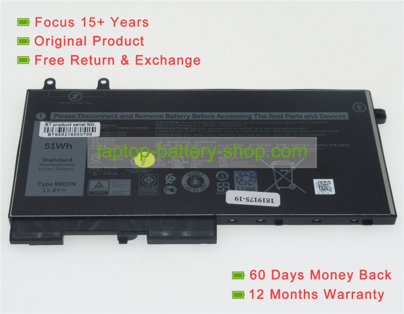 Dell R8D7N, W8GMW 11.4V 4255mAh original batteries - Click Image to Close