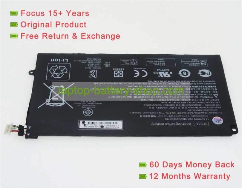 Hp HSTNN-DB7V, CC03XL 11.55V 2600mAh replacement batteries - Click Image to Close