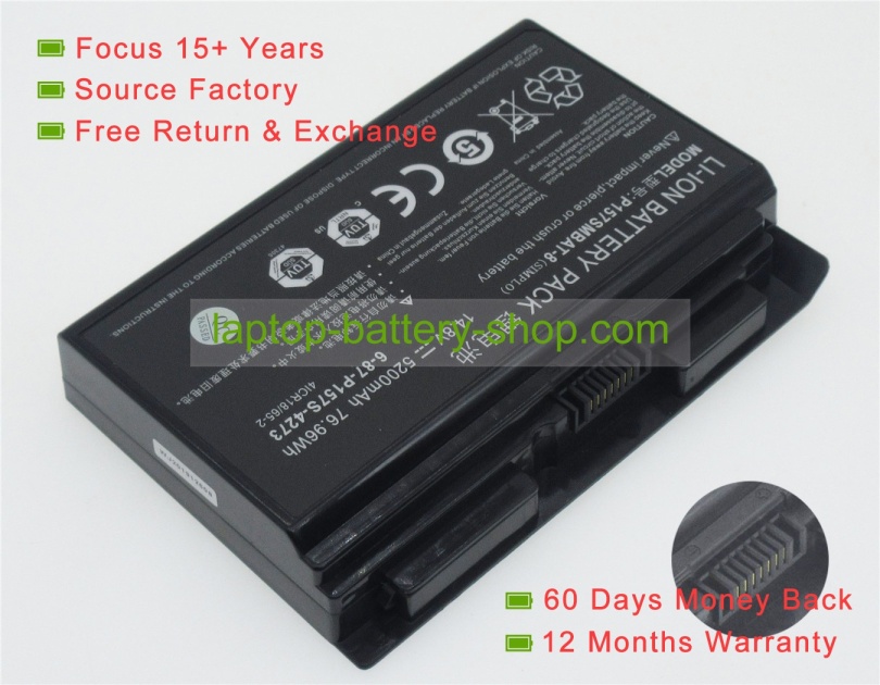 Clevo 6-87-P157S-4272 14.8V 4400mAh replacement batteries - Click Image to Close
