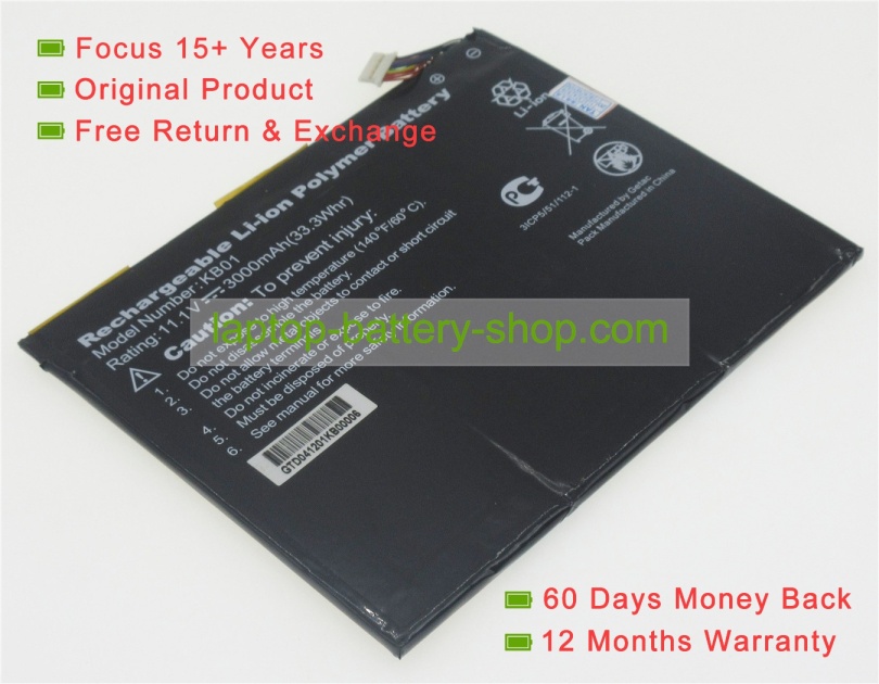 Getac KB01 11.1V 3000mAh replacement batteries - Click Image to Close