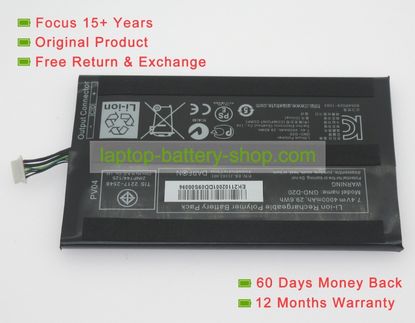 Gigabyte GND-D20 7.4V 4000mAh replacement batteries - Click Image to Close