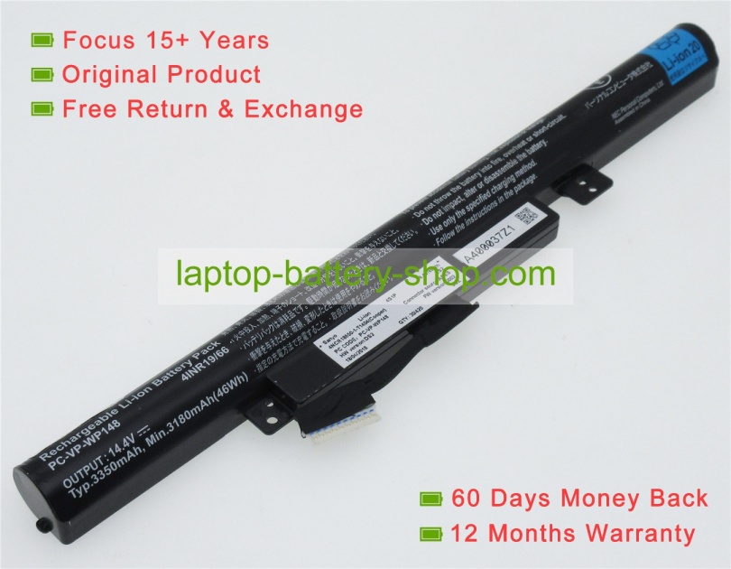 Nec PC-VP-WP141, PC-VP-WP148 14.4V 3350mAh replacement batteries - Click Image to Close