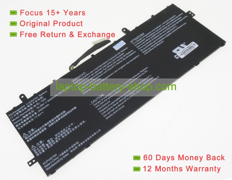 Getac TED, GETAC TED 15.28V 3420mAh replacement batteries - Click Image to Close