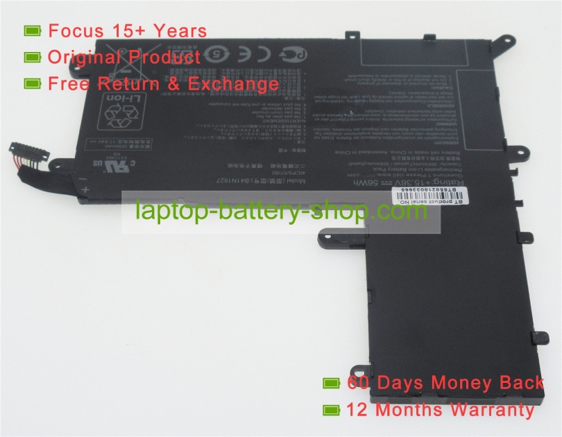 Asus B41N1827, B41BmE1 15.36V 3653mAh original batteries - Click Image to Close