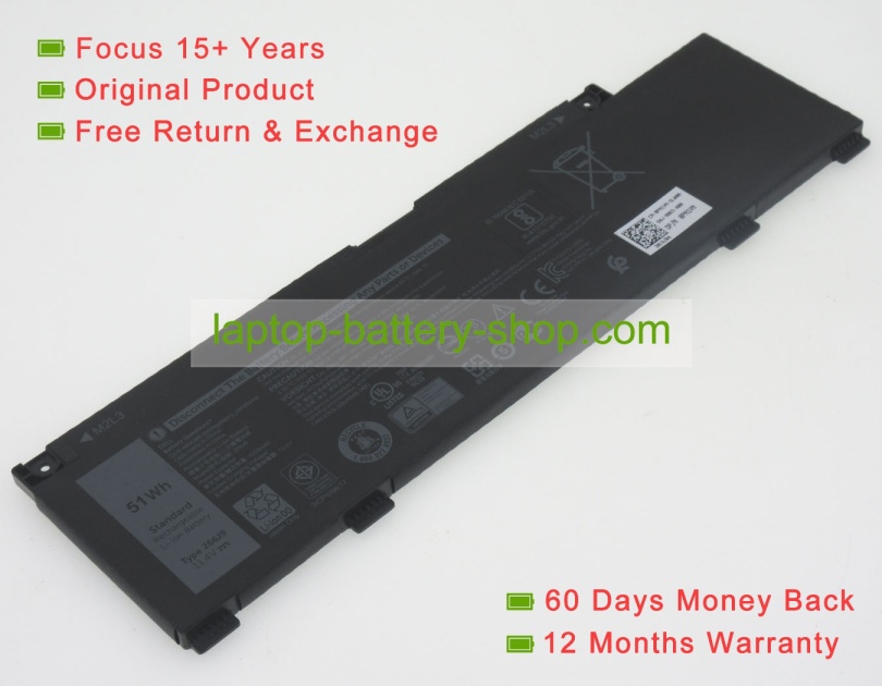 Dell 266J9, M4GWP 11.4V 4255mAh original batteries - Click Image to Close