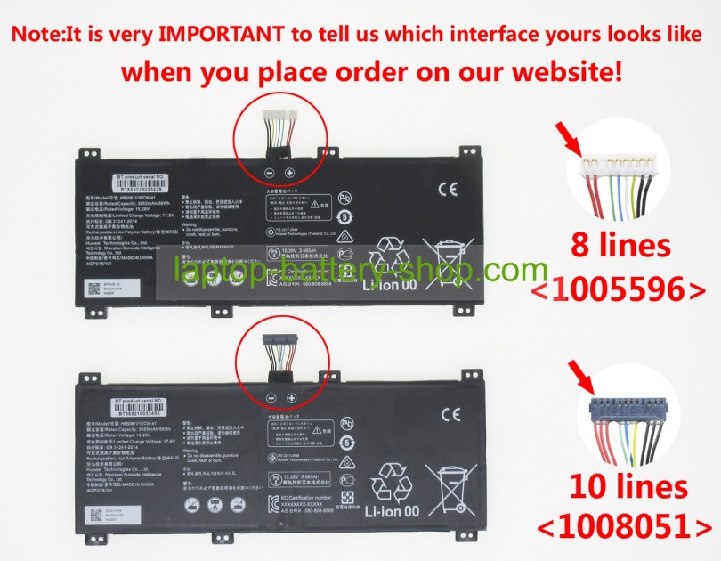 Huawei HB6081V1ECW-41B, HB6081V1ECW-41 15.28V 3665mAh original batteries - Click Image to Close