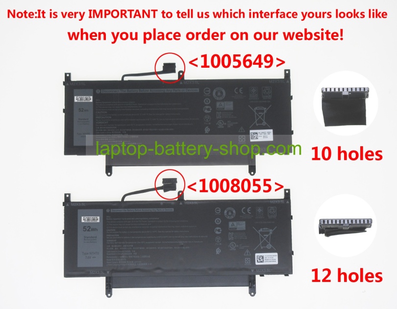 Dell N7HT0, HYMNG 7.6V 6840mAh original batteries - Click Image to Close