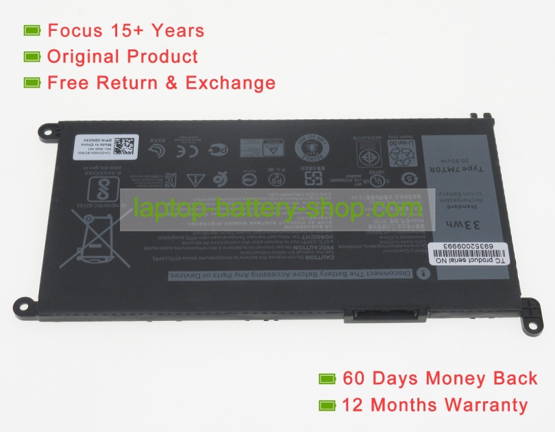 Dell 7MT0R, RDNP5 10.95V 0mAh original batteries - Click Image to Close