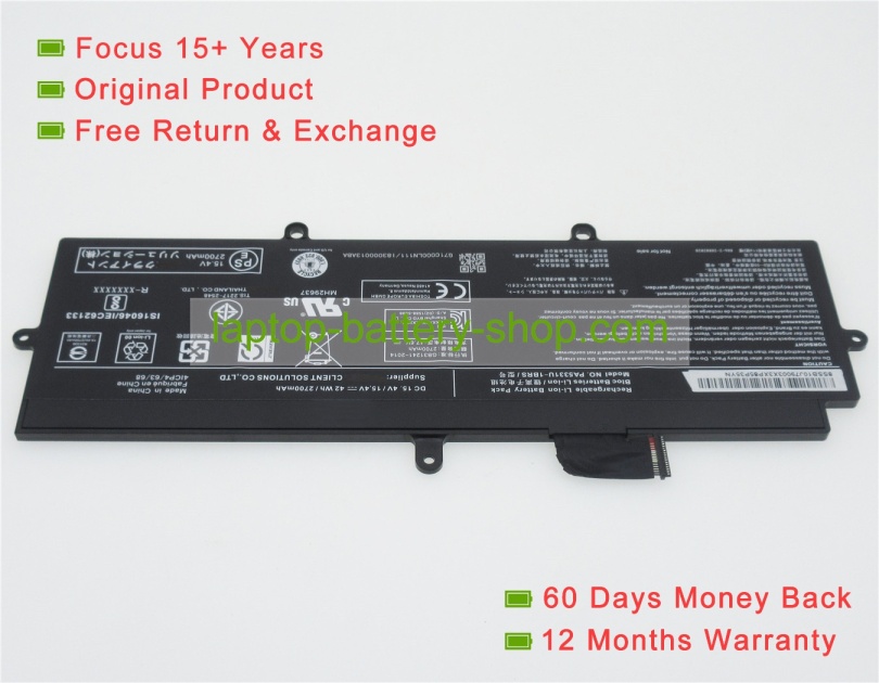 Toshiba PA5331U-1BRS, 4ICP4/63/68 15.4V 2700mAh original batteries - Click Image to Close