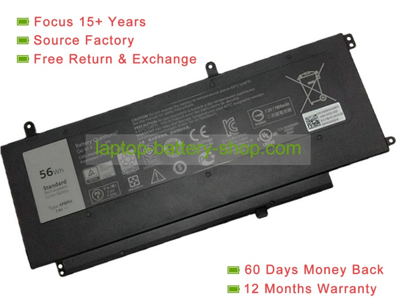 Dell D2VF9, 4P8PH 7.4V 7600mAh replacement batteries - Click Image to Close