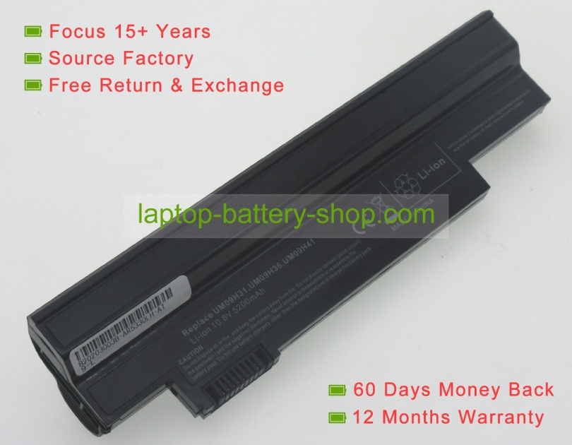 Acer UM09H31, UM09H41 10.8V 4400mAh replacement batteries - Click Image to Close