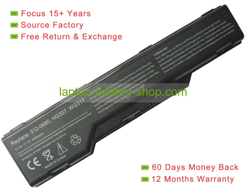Dell HG307, WG317 11.1V 4400mAh replacement batteries - Click Image to Close
