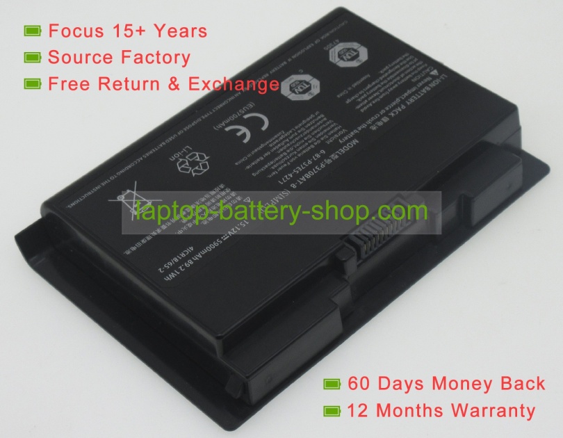 Clevo P370BAT-8, 4ICR18/65 15.12V 5900mAh replacement batteries - Click Image to Close