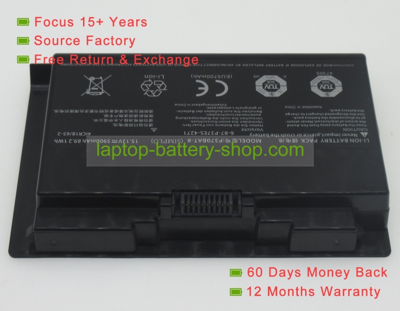 Clevo P370BAT-8, 4ICR18/65 15.12V 5900mAh replacement batteries - Click Image to Close