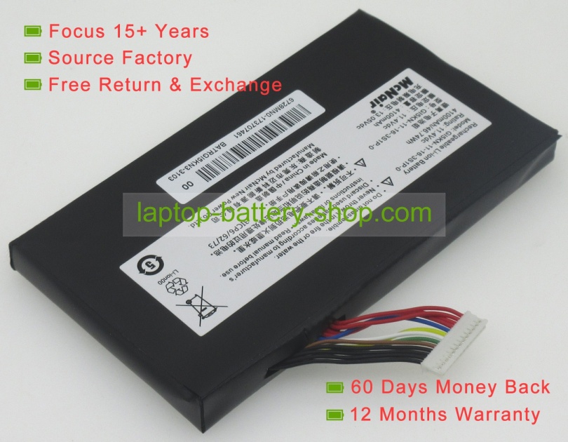 Hasee GI5KN-00-13-3S1P-0 11.4V 4100mAh replacement batteries - Click Image to Close