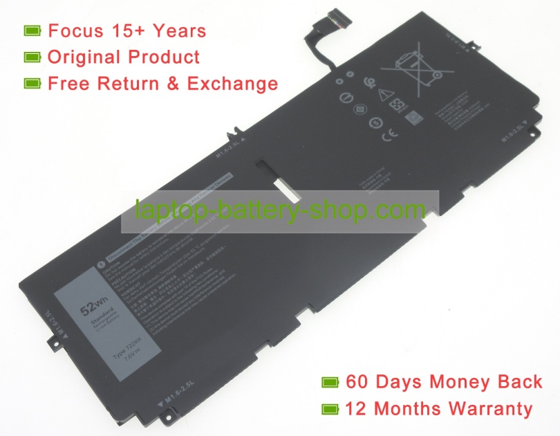 Dell P117G001, P117G002 7.6V 6500mAh original batteries - Click Image to Close