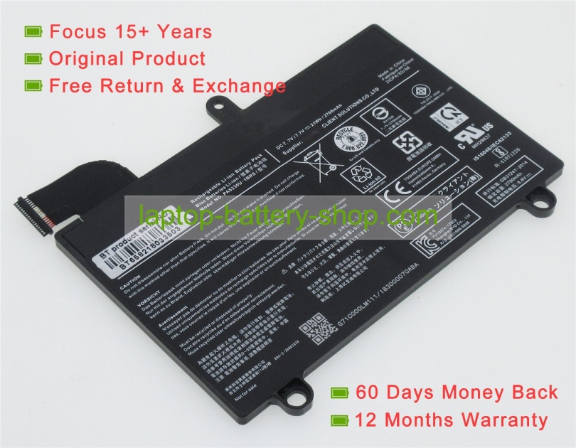 Toshiba PA5330U-1BRS, 2ICP4/63/68 7.7V 2700mAh original batteries - Click Image to Close