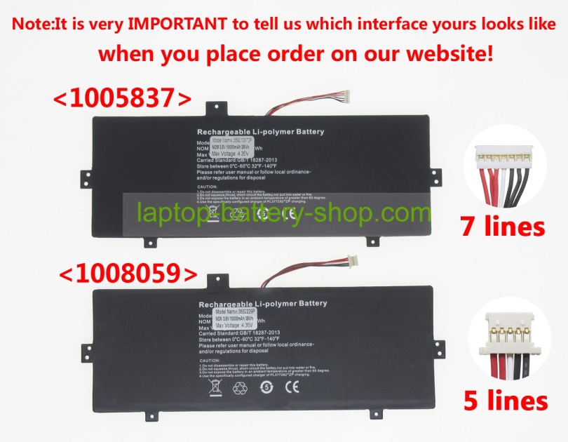 Other 1ICP4/93/106-2, 40063680 3.8V 10000mAh original batteries - Click Image to Close