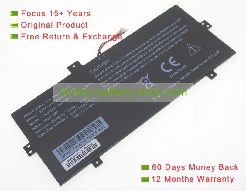 Medion PL3592106p, 1IC/93/106-2 3.8V 10000mAh replacement batteries - Click Image to Close