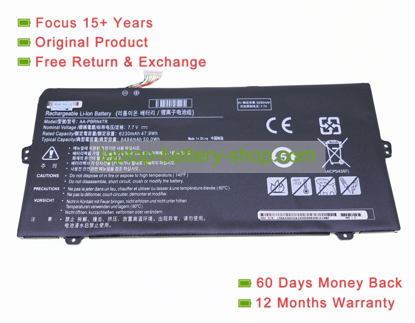 Samsung AA-PBRN4TR, 2ICP4/60/103-2 7.7V 6494mAh original batteries - Click Image to Close