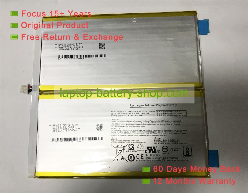 Acer 1ICP3/71/143-2, AIM10G 3.7V 7000mAh original batteries - Click Image to Close