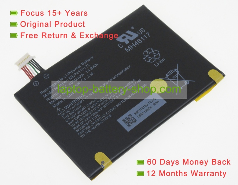 Mcnair MLP4110172, MLP4110172 N8 3.7V 4000mAh original batteries - Click Image to Close