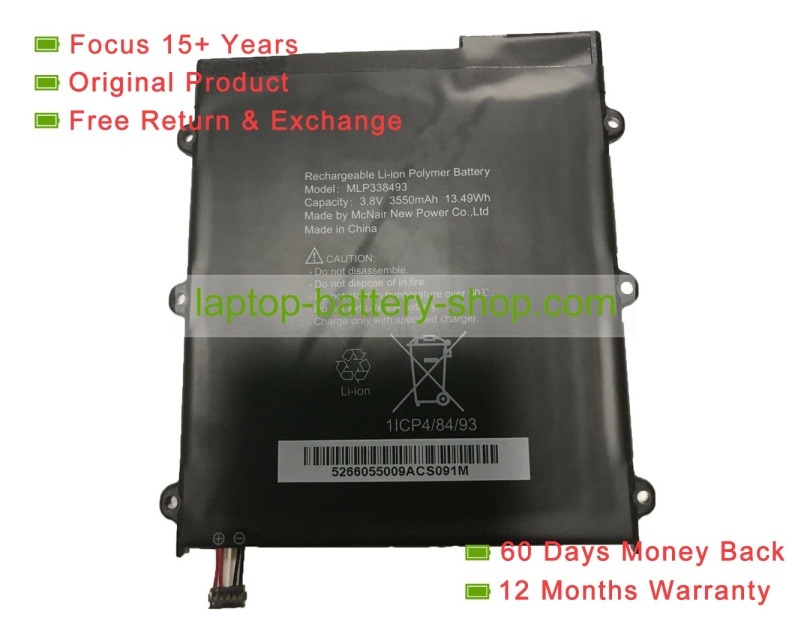 Mcnair MLP338493 3.8V 3550mAh original batteries - Click Image to Close