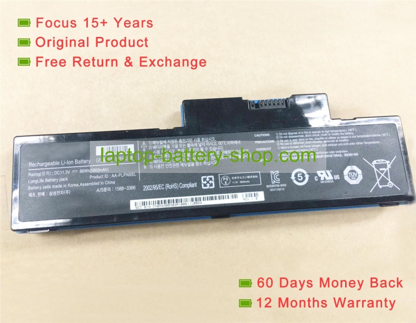 Samsung AA-PLPN6WN, AA-PLPN6BL 11.3V 5900mAh original batteries - Click Image to Close