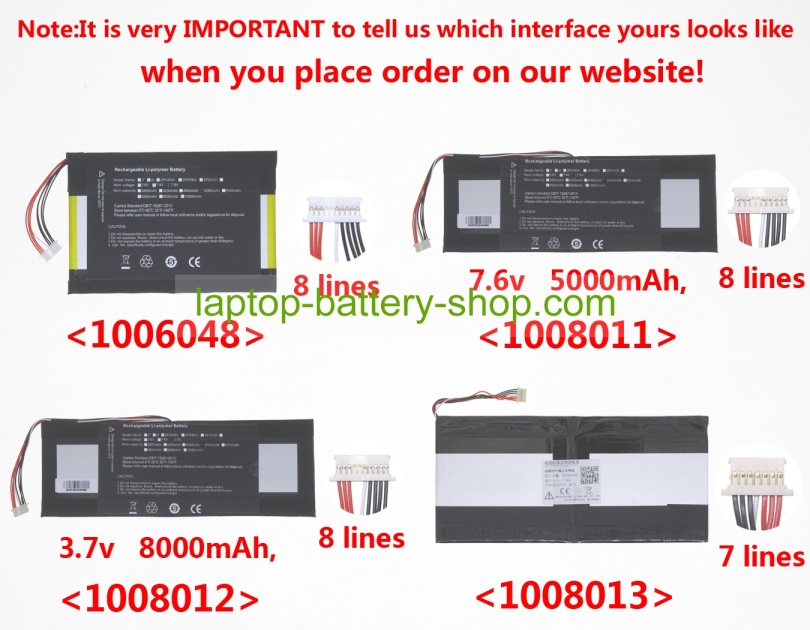 Yepo 369277-2S, 3390135 7.4V 5500mAh replacement batteries - Click Image to Close