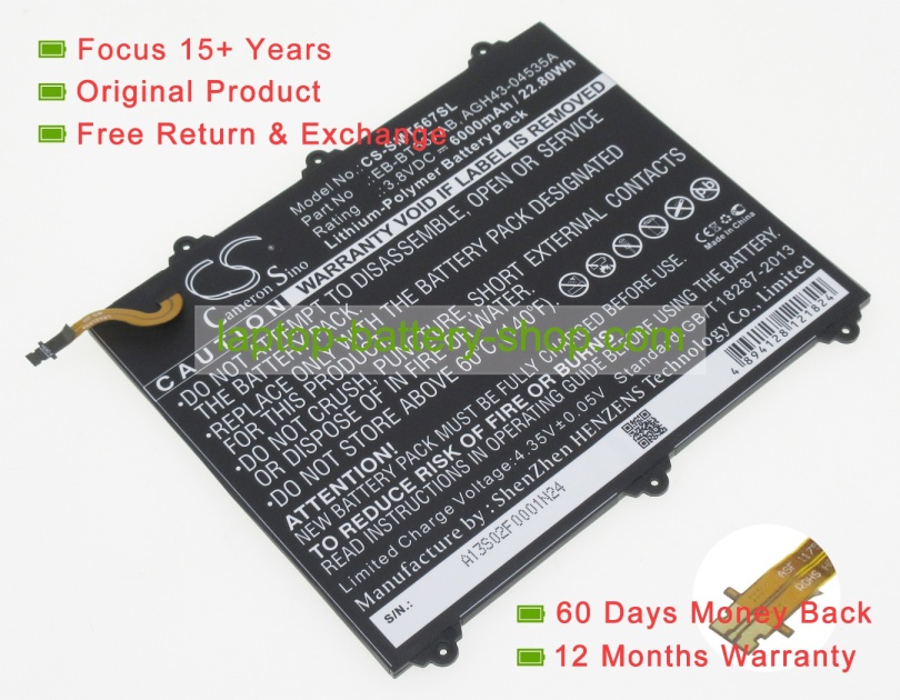 Samsung EB-BT567ABA, CS-SMT567SL 3.8V 6000mAh original batteries - Click Image to Close