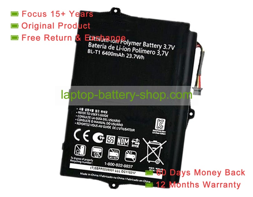 Lg BL-T1, SBPP0028901 3.7V 6400mAh original batteries - Click Image to Close