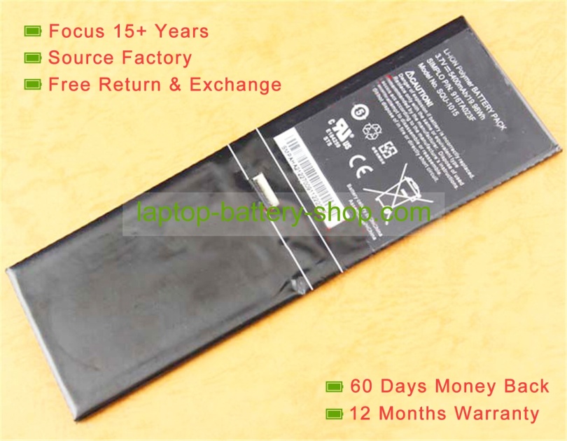Smp SQU-1015, 916AT023F 3.7V 5400mAh original batteries - Click Image to Close