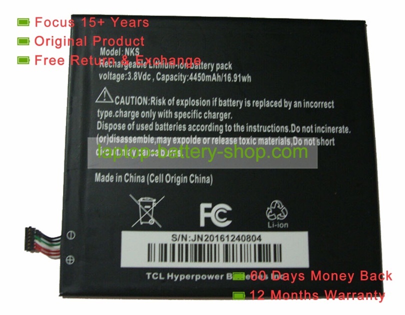 Other NKS, AQT80 3.8V 4450mAh original batteries - Click Image to Close