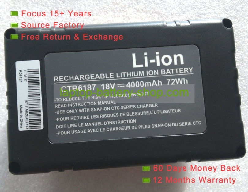 Other CTB6187, CT6850 18V 4000mAh replacement batteries - Click Image to Close