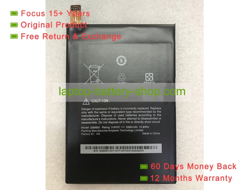 Other G99950 3.8V 3380mAh original batteries - Click Image to Close